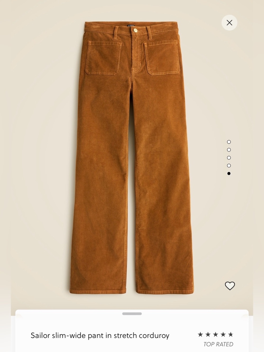 J. Crew Corduroy Sailor Pants with stretch size 29
